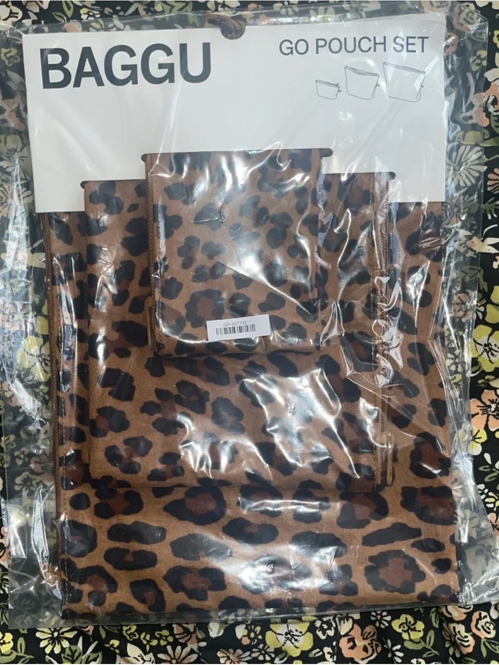 BAGGU Brown and Black Leopard Print Go Pouch Set NEW NWT